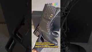 Chanel Lambskin Shearling Lined Boots Black Crinkle Leather chanel Listinge fyp viral fypシ [upl. by Onairam]