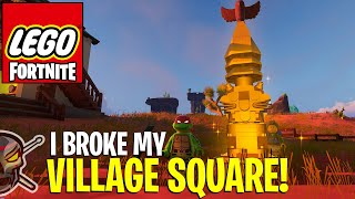 I BROKE my VILLAGE SQUARE can you relocate it  LEGO Fortnite [upl. by Devi]