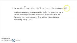 Exercice 2 Relation dincertitude de Heisenberg et Transformation de Fourier Exercice corrigé [upl. by Wincer]