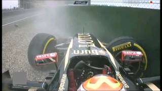 F1 china maldonado crash in pit lane [upl. by Ytirev]