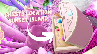 ALL CHESTS LOCATIONS IN ROYALE HIGH 2022 SUNSET ISLAND EASY GUIDE  ROYAL HIGH 2022 Roblox [upl. by Piper]