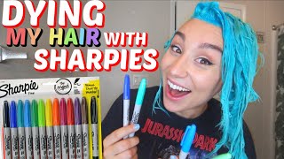 DYING MY HAIR WITH SHARPIES permanent markers [upl. by Nnairret706]