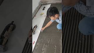 Thi công Lát gạch 60x120 máng răng cưa construction tiled diy tiling [upl. by Drona900]