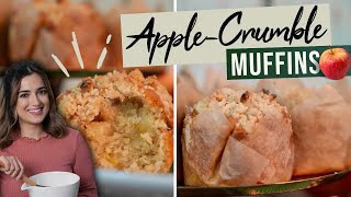 Apple Crumble Muffins  Extra große amp saftige Muffins mit Streuseln [upl. by Notsgnal572]