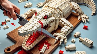 How to Make Pefect Giant WHITE CROCODILE Recipe IRL  Lego Cooking Stop Motion vs ASMR [upl. by Assej]