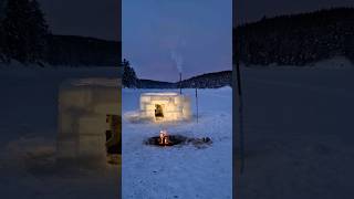 Making an ice hotel in wolfland 🐺❄ shorts igloo bushcraft survival [upl. by Anileba]