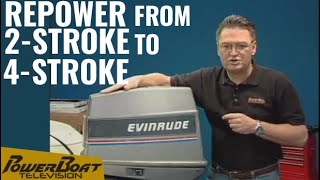 How to RePower a 2Stroke Outboard Engine to a new Mercury 4Stroke  PowerBoat TV Classic DIY [upl. by Luanni]