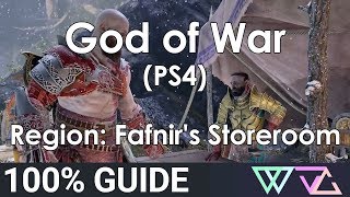 God of War PS4  100 Guide Fafnirs Storeroom Completion Walkthrough [upl. by Jobe]