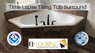 How To Tile Jacuzzi Tub Surround  Time Lapse [upl. by Gessner]