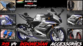 r15 v4 indonesian accessories😱 R15 indonesian modified🔥indo wingletindo seat cowlside spoiler [upl. by Ammeg282]