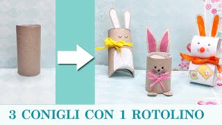 3 Coniglietti Pasquali con 1 rotolino di Carta Igienica Riciclo Creativo Arte per Te [upl. by Akeem]