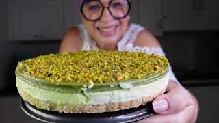 Cheesecake al pistacchio TORTA FREDDA SENZA COTTURA  SENZA FORNO  SENZA GELATINA [upl. by Ahsienak]