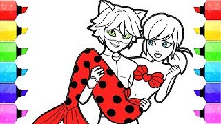 Miraculous Ladybug Coloring Pages Mermaid  How to Draw and Color Ladybug Sereia Mermaid Cat Noir [upl. by Melody532]