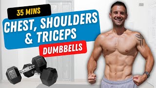 35 Minute INTENSE CHEST SHOULDERS amp TRICEPS Dumbbell Workout to BUILD MUSCLE [upl. by Prestige]