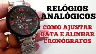 COMO AJUSTAR A DATA HORA E CRONÓGRAFOS DOS RELÓGIOS ANALÓGICOS DE FORMA FÁCIL  NIBOSI 2336 [upl. by Materse440]