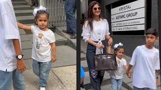 Shilpa shetty with Daughter Samisha amp Son Viaan Raj Kundra Clicked at Restaurant in Bandra [upl. by Akoyn303]