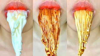 asmr ENOKI MUSHROOMS SPICY CREAM eating sounds [upl. by Ameg357]