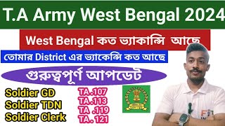 TA Army West Bengal কত ভ্যাকেন্সি আছে Soldier GD TDN Clerk TA Army West Bengal vacancy 2024 [upl. by Park669]