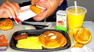 ASMR MCDONALDS BIG BREAKFAST WITH HOTCAKES HASH BROWNS MANGO PINEAPPLE SMOOTHIE MCGRIDDLE MUKBANG [upl. by Gere]