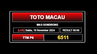 RESULT TOTO MACAU  RESULT TOTO MACAU 4D HARI INI 16 NOVEMBER 2024  TOTO MACAU 5D RESULT [upl. by Joyann]