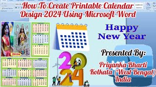 How To Create Printable Calendar Design 2024 Using Microsoft Word  Create One Page 2024 Calendar [upl. by Navac]