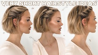 EASY AND QUICK HAIRSTYLES FOR SHORT HAIR updos half updos easy braids and no braid styles [upl. by Yrellav]