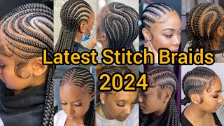 Best Stitch Braids Hairstyles in 2024  Stitch Cornrow Braids  Feed in Braids hairstyles [upl. by Mahgem291]