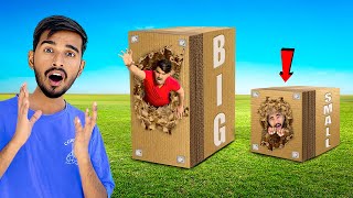 Big Vs Small Unbreakable Box Challenge  100 Layers Cardboard Trap [upl. by Merril]