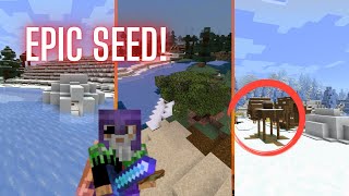 SEMILLA DE ALDEA NEVADA CUEVA EXUBERANTE E IGLÚ  Minecraft 118119  Review de seed [upl. by Wilkins]