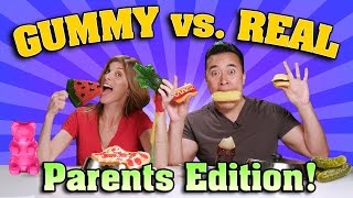 GUMMY FOOD vs REAL FOOD CHALLENGE Parents Edition [upl. by Aicissej]