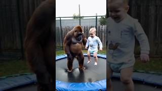 Gorilla teach human baby to jump gorilla babygorilla [upl. by Alburg]