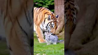 Tiger vs rabbit youtubeshorts animals arcticwildlife shorts facts [upl. by Farwell]