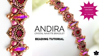 Andira Crystal Navette and 8mm Chaton Beaded Bracelet Tutorial [upl. by Catherina]