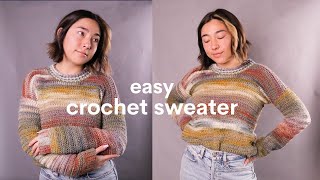 crochet sweater tutorial  crochet a pullover in 15 HOURS [upl. by Jennica]