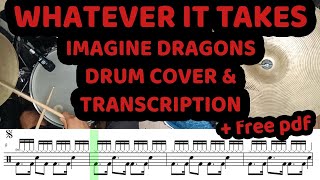 Imagine Dragons  Whatever it taks Drum Cover  Transcription Free PDF sheet music  score [upl. by Anitsugua]