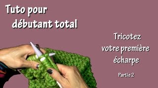 Tuto tricot pour débutant total  Première écharpe Part II [upl. by Oine184]