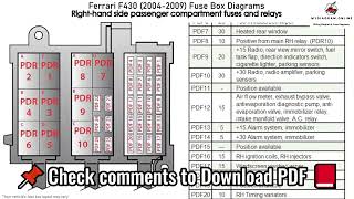 Ferrari F430 2004 2009 Fuse Box Diagrams [upl. by Agathe498]