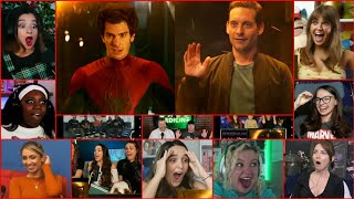 SpiderMan No Way Home Andrew Garfield and Tobey Maguire entry scene Reaction Compilation [upl. by Colt]