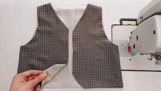 Have You Ever Seen The Way To Sew A Vest With Lining Easily Like This ⭐️ Tailor Nour [upl. by Korwin]