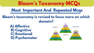 Blooms Taxonomy MCQs  Cognitive Affective Psychomotor Domains FPSC Pedagogy Mcqs [upl. by Asli543]