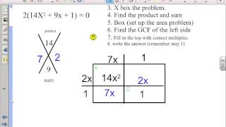 factoring when a is not equal to 1 the X box method [upl. by Abdu205]