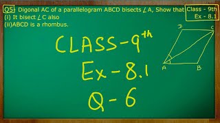 Class  9th Maths  Quadrilaterals  Ex 81 Q no 6 solved ncert cbse [upl. by Capone]