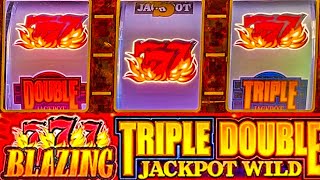 Triple Double Jackpot Wild Blazing 7s 3 Reel Casino Slot [upl. by Hayn579]