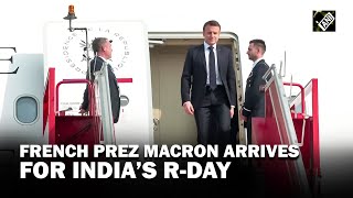 French President Emmanuel Macron lands in India to attend Republic Day as the Chief Guest [upl. by Aniarrol]