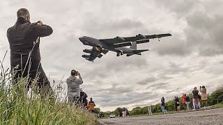 ONLOOKERS GATHER TO SEE B52 BOMBERS AT RAF FAIRFORD  4K [upl. by Aneerhs]