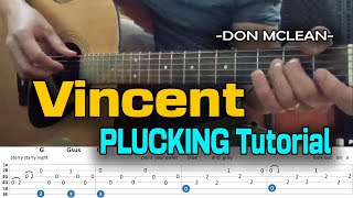 Vincent  Don Mclean Plucking Tutorial  With Tablature [upl. by Avril370]