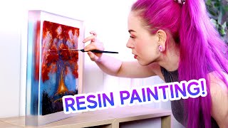 Painting my First Layered Resin Painting its 3D [upl. by Rosemary398]