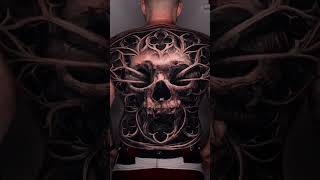 Insane 😱back piece tattoo by artist kazintattooer inkdesigns tattooartist inked inkedguy [upl. by Ydnec93]