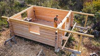 I Finished The Off Grid Log Cabin Walls With Hand Tools amp Building Porch Columns  EP17 [upl. by Hewett]