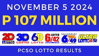 Lotto Result Today 9pm November 5 2024 PCSO [upl. by Docila]